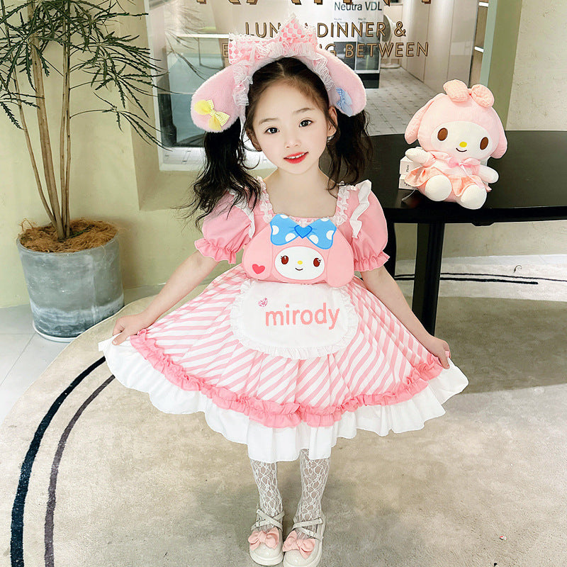 XIEYINSHE Girls' Summer Clow M Princess Dress Pink Lolita Fashionable Dress 2-9 Years Old Little Girl Bubble Skirt