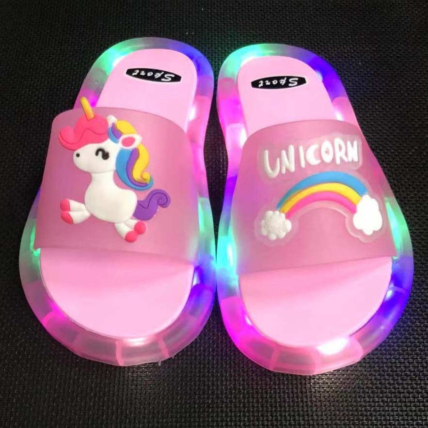 Children's Slippers Luminous Slippers Cartoon Cute Fashion Slippers Unicorn Slippers Unicorn Cross Mirror