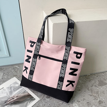 XIEYINSHE New Large Capacity Handbag for Women  New Korean Style Fashion Shoulder Bag Fashion Letters Bag Printed Bag Contrast Color