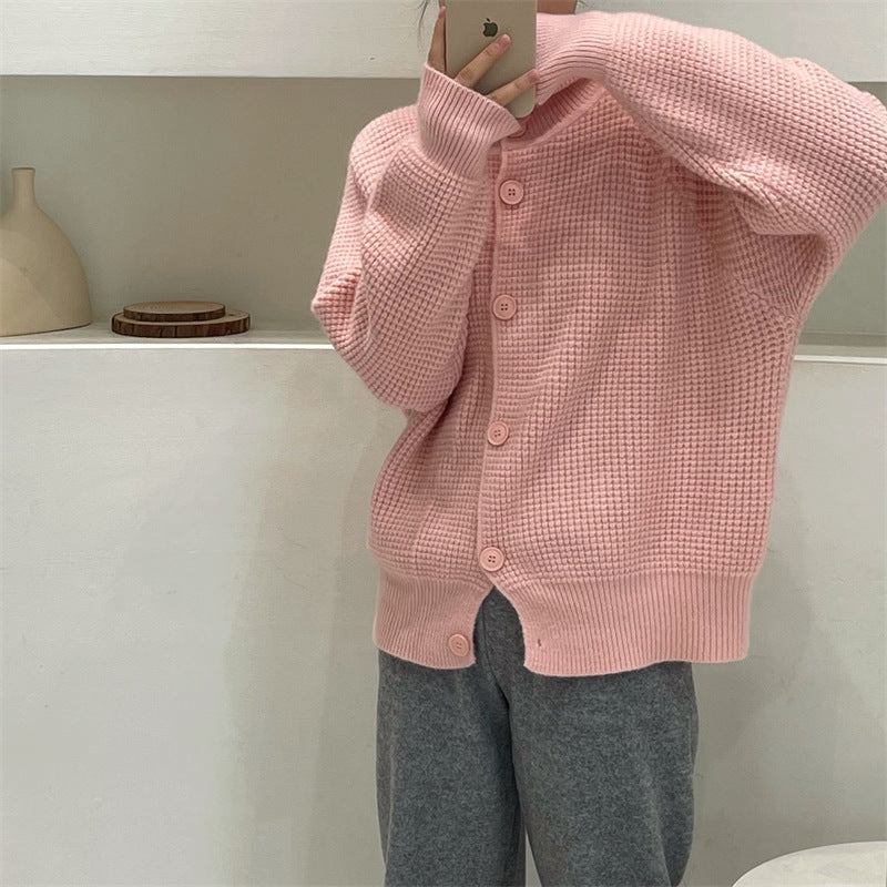 XIEYINSHE Retro knitted sweater women's 2023 autumn and winter new Korean version long-sleeved top lazy wind loose solid color sweater jacket women