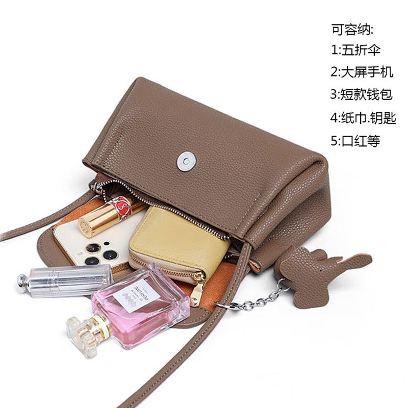 xieyinshe Baby Elephant Cartoon First Layer Cowhide Small Square Bag Leather Shoulder Bag Small Bag Western Style Stylish Textured Soft Leather Cross-Body Bag Women