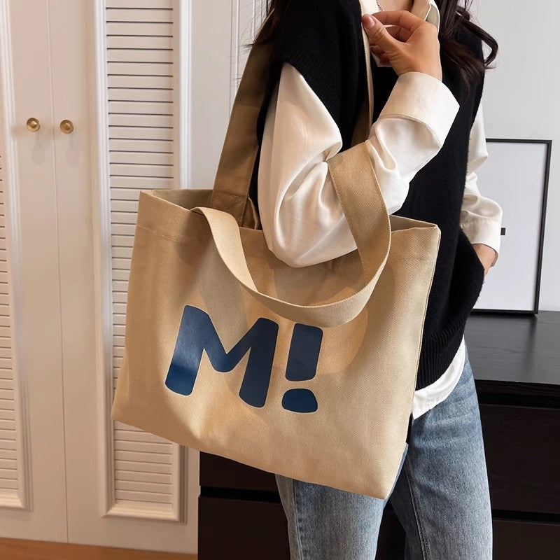 XIEYINSHE Canvas Bag Women's Large Capacity Solid Simple All-Match  New Single Shoulder Bag Tote Bag Supermarket Shopping Bag