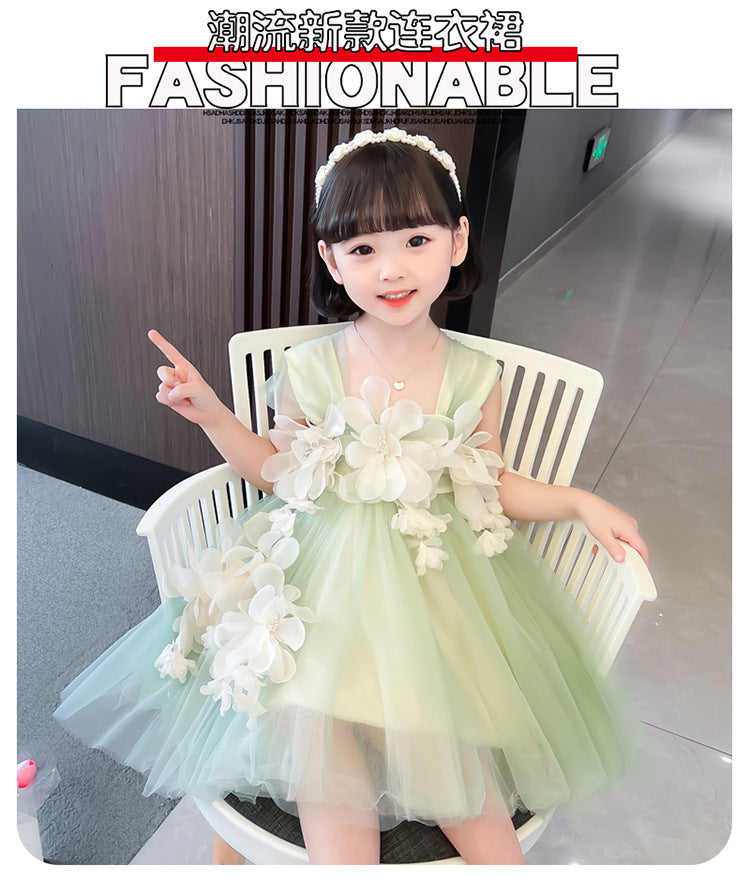 XIEYINSHE Girls' Dress Summer Sling Princess Dress FARCENT Fashionable Vest Mesh Skirt Children's Summer New Thin