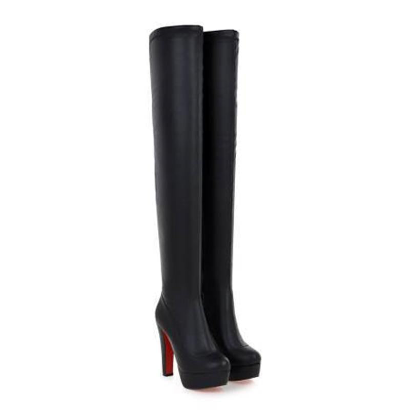 Winter New over-the-Knee Boots HOTan and NEWn Style Chunky Heel High Heel plus Size Women's Boots G174