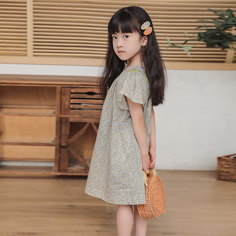 XIEYINSHE Korean Style Children's Princess Dress Small Girls and Teen Girls Fashionable Stylish Skirt Girls' Floral Dress Summer Dress  New