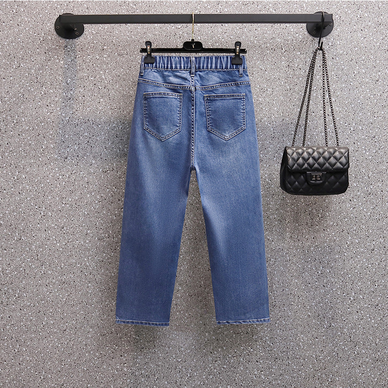 Women's Cigarette Pants Slimming Jeans Summer Cropped Pants High Waist Wide Leg Pants Straight Cropped Pants Jeans for Women