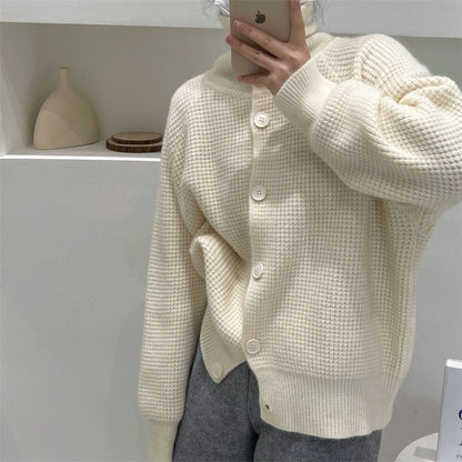 XIEYINSHE Retro knitted sweater women's 2023 autumn and winter new Korean version long-sleeved top lazy wind loose solid color sweater jacket women