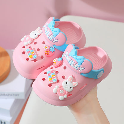 Children's Sandals Summer Girls' Breathable Baby Indoor Soft Bottom Cartoon Non-Slip Wear-Resistant Closed Toe Hole Shoes Wholesale