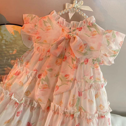 XIEYINSHE 77200 Girls Dress Summer  New Korean Style Western Style Kids' Skirt Super Fairy Girl's Princess Dress Fashion