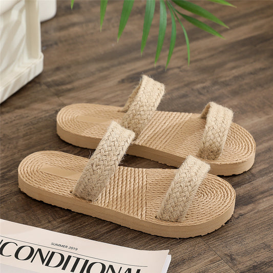 XIEYINSHE  Ethnic Style Imitation Straw Travel Imitation Linen Women's Sandals Korean Fashion Leisure Sandals Stylish Beach Girls Slippers