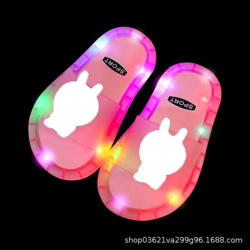 Online Influencer Fashion Luminous Children's Slippers Strawberry Crystal Shoes Shiny Color Light Girlfriends Girls Shiny Sandals