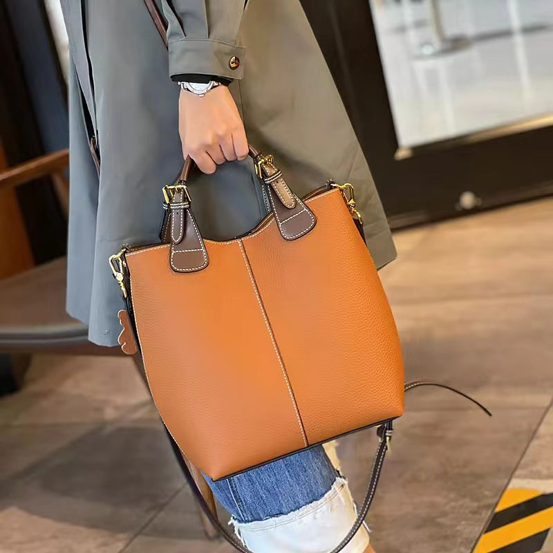 xieyinshe Tote Bag Women's  New Genuine Leather Bag Women's High-Grade All-Match Shoulder Bag Niche Commuter Portable Crossbody Bag