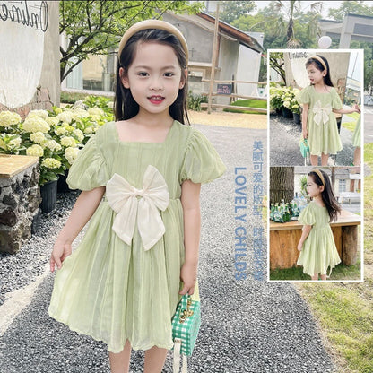 Girls' Summer Dress Dress 2024 New Western Style Fashion Children's Princess Dress Baby Suit Summer Princess Dress