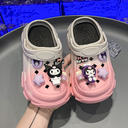 Girls' Outdoor Slippers  Summer New Children's Two-Way Wear Clow M Sandals Closed Toe Beach Hole Shoes Outer Wear