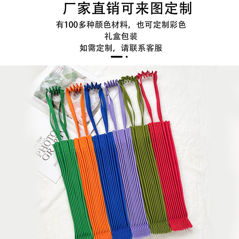 XIEYINSHE Japanese and Korean MiuMiu Bag Handbags Pleated Canvas Shopping Bag Special-Interest Design All-Match Folding Fan-Shaped File Holder Factory