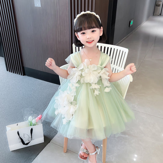 XIEYINSHE Girls' Dress Summer Sling Princess Dress FARCENT Fashionable Vest Mesh Skirt Children's Summer New Thin