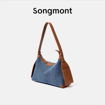 xieyinshe Songmont Travel Briefcase Denim Backpack Portable Shoulder Messenger Bag Multifunctional Bag Computer Bag Women's Bag