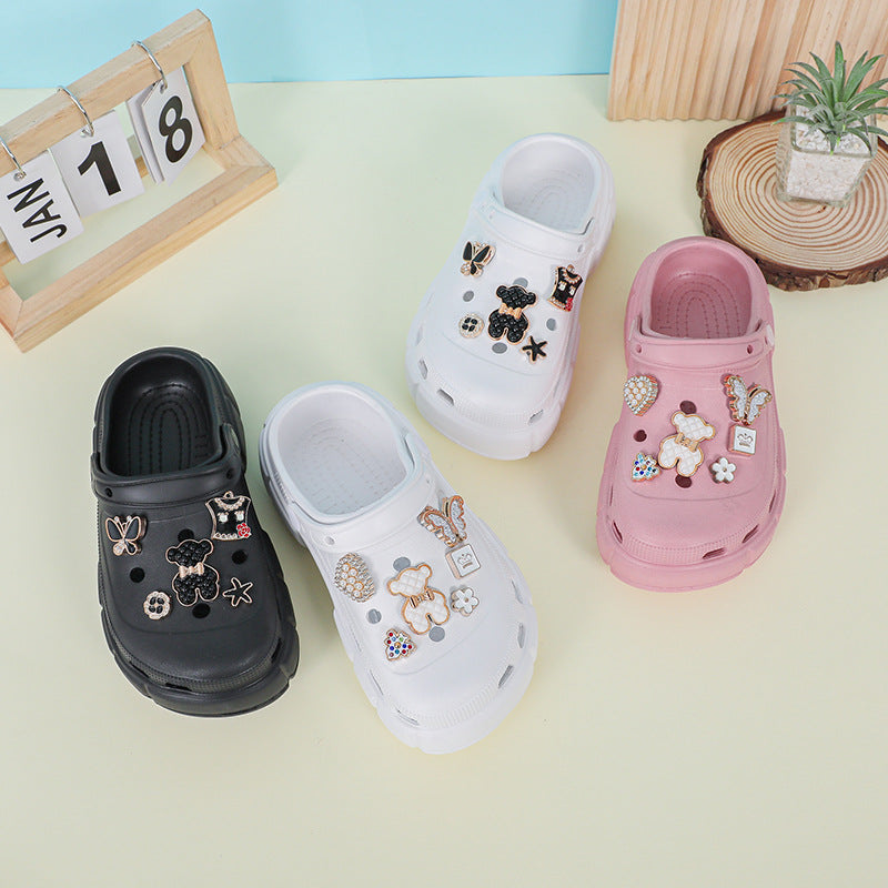 Factory in Stock Children's Hole Shoes Female Bear Diy Summer New Baby Child Student Slippers Male