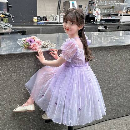 XIEYINSHE Summer New Girl Fashionable Dress Children and Teens Princess Dress Gauze Skirt Performance Wear Little Girl Skirt