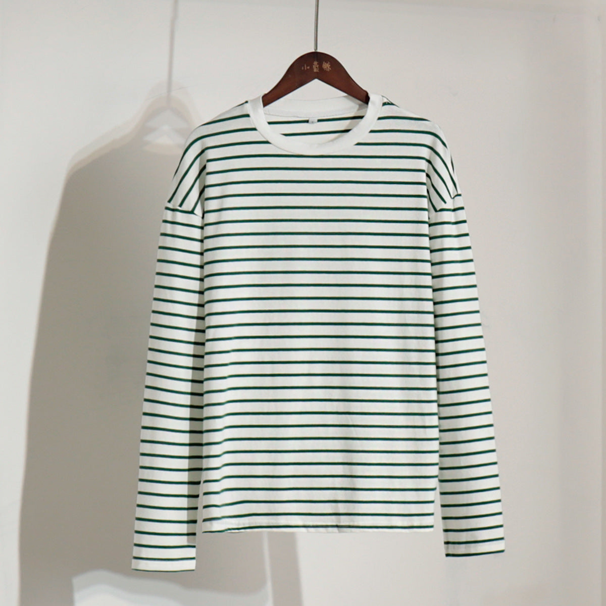 XIEYINSHE Cross-border, long-sleeved striped T-shirt, 2025 New spring fashion trend versatile casual round neck pure cotton striped T-shirt