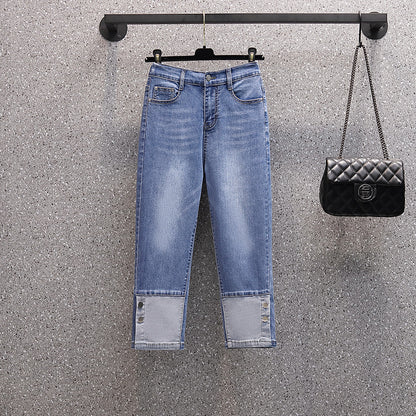 Women's Cigarette Pants Slimming Jeans Summer Cropped Pants High Waist Wide Leg Pants Straight Cropped Pants Jeans for Women