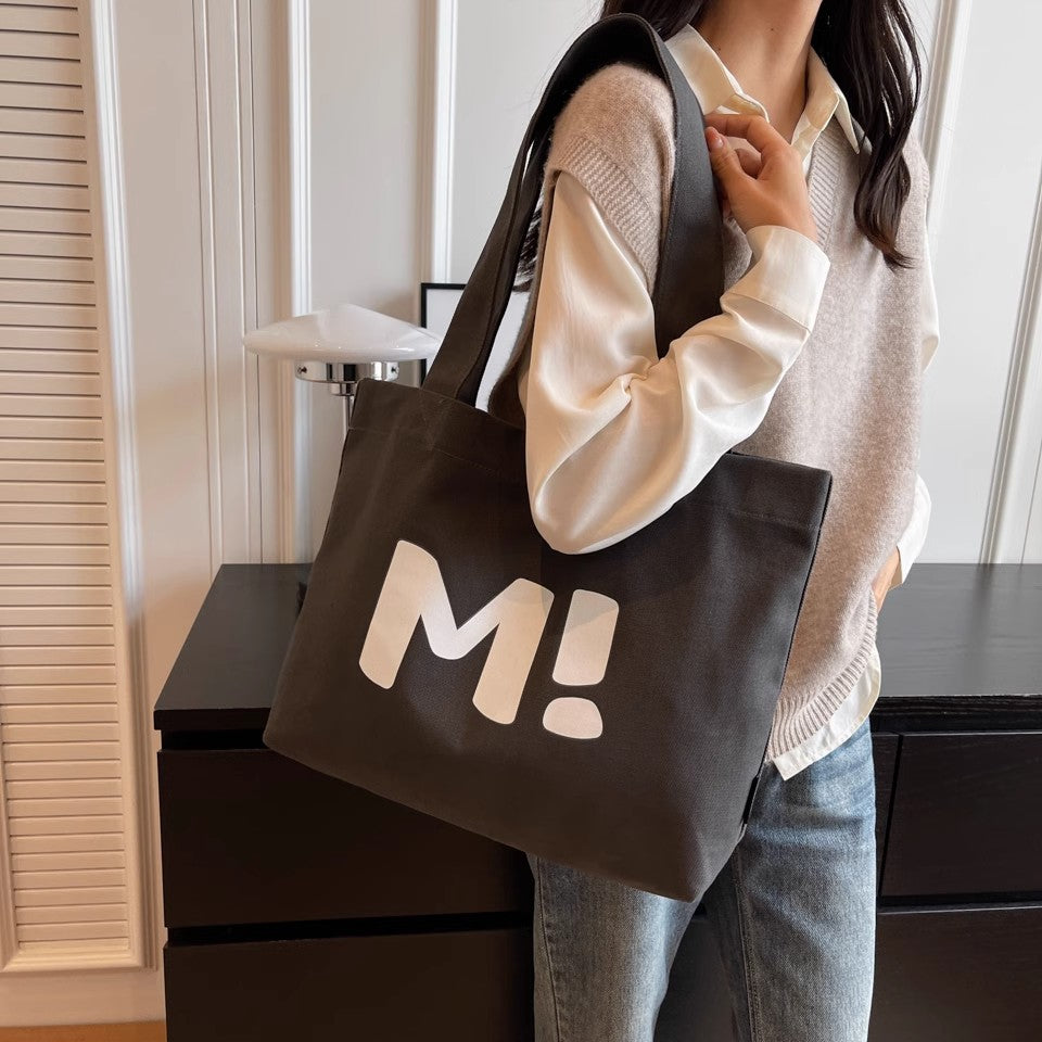 XIEYINSHE Canvas Bag Women's Large Capacity Solid Simple All-Match  New Single Shoulder Bag Tote Bag Supermarket Shopping Bag