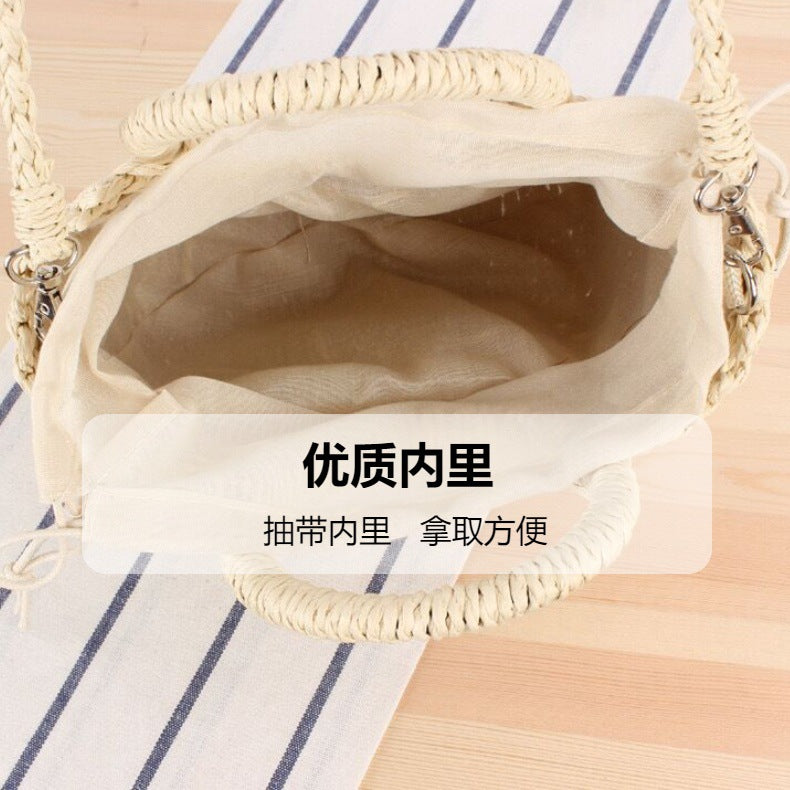 XIEYINSHE One Piece Dropshipping Moon round Bucket Weaving All-Matching Fashion Crossbody Hand Carrying Popular Semicircle Handmade Beach Vacation Bag