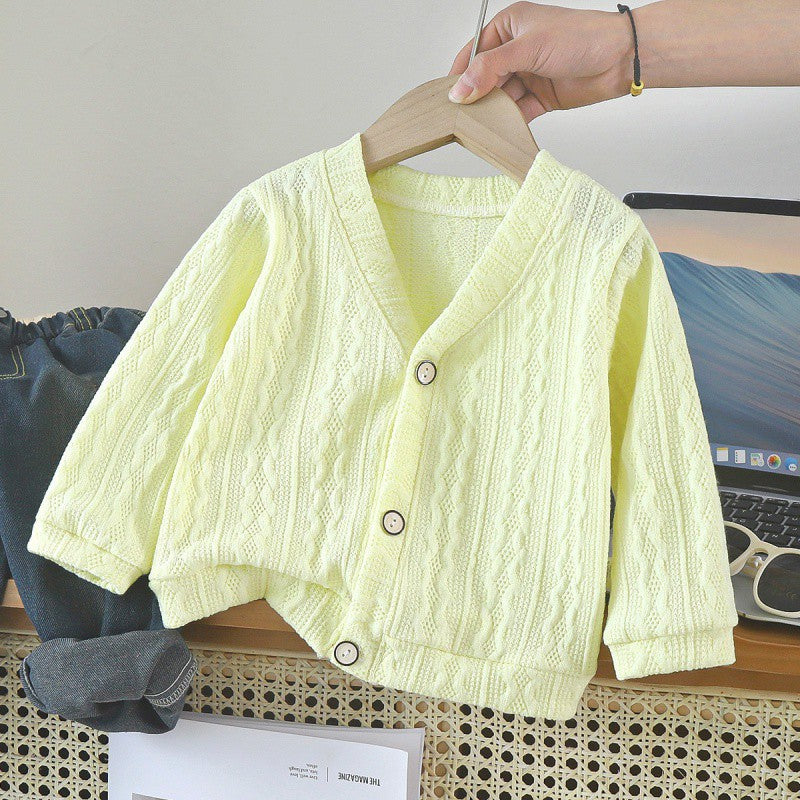 2024 Children's Cardigan Knitted Sweater Spring New Girls Jacket Baby Clothes Boys Versatile Sweater Children's Clothing