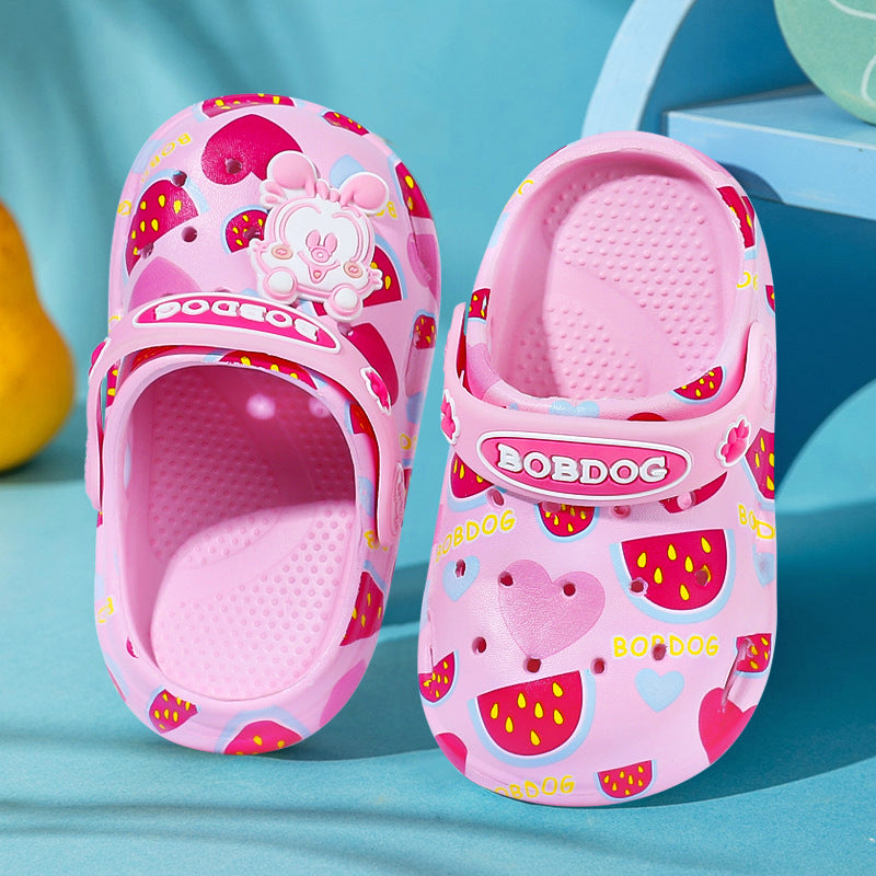 Bobdog Children's Hole Shoes Summer New Printed 1-5 Years Old Men's and Women's Baby Beach Shoes Eva Sandals