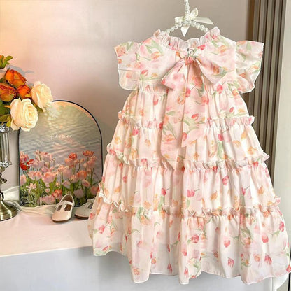 XIEYINSHE 77200 Girls Dress Summer  New Korean Style Western Style Kids' Skirt Super Fairy Girl's Princess Dress Fashion