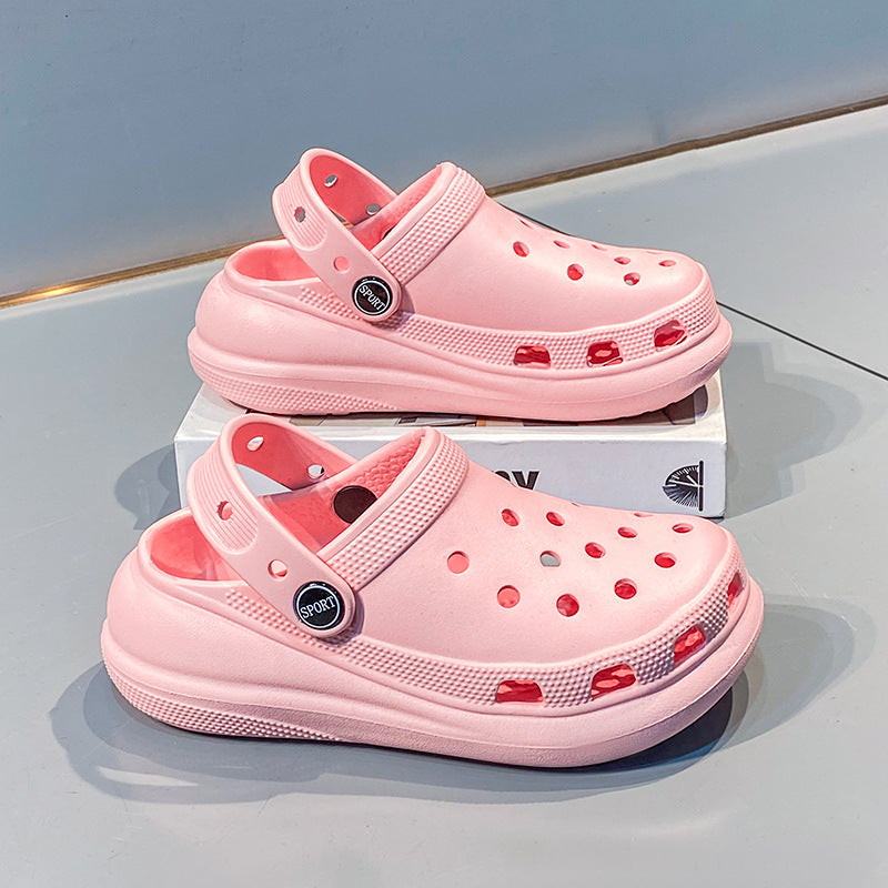 Summer Children's Hole Shoes Small Girls and Teen Girls Non-Slip Platform Sandals for Girls Toe Box Soft Bottom Beach Slippers