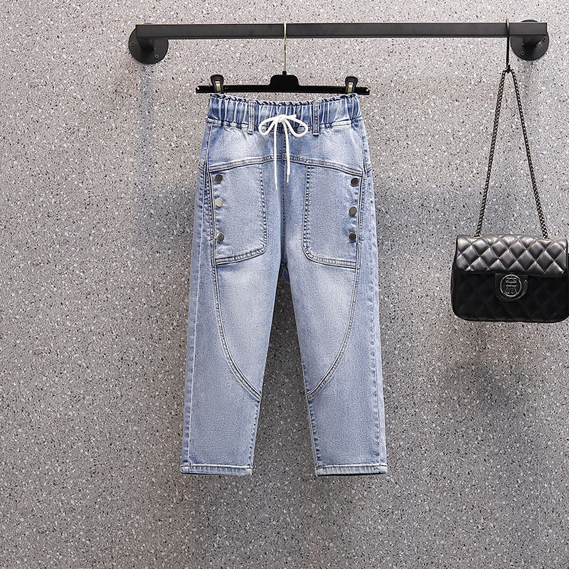 Women's Cigarette Pants Slimming Jeans Summer Cropped Pants High Waist Wide Leg Pants Straight Cropped Pants Jeans for Women