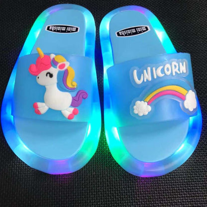 Children's Slippers Luminous Slippers Cartoon Cute Fashion Slippers Unicorn Slippers Unicorn Cross Mirror