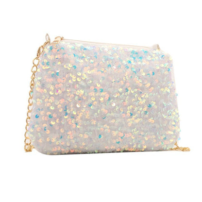 XIEYINSHE Personalized Sequin Pouch Women's  New Niche Texture Shoulder Messenger Bag Simple Graceful Chain Small Square Bag