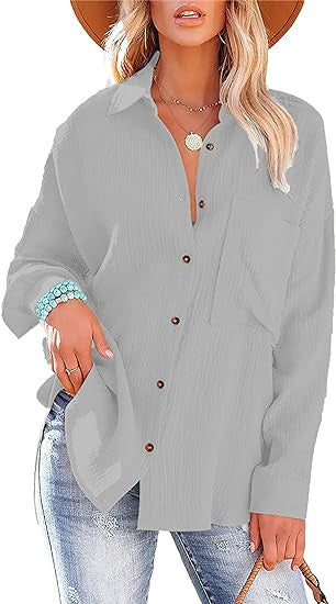 XIWYINSHE New Cardigan Single-Breasted plus-Sized plus-Sized Long Sleeve Women's Shirt Cross-Border Top European and American plus Size Women's Clothes