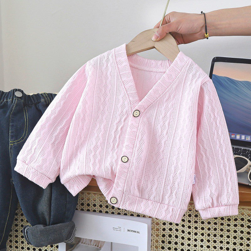 2024 Children's Cardigan Knitted Sweater Spring New Girls Jacket Baby Clothes Boys Versatile Sweater Children's Clothing