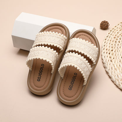 Girls' Slipper  Summer New Fashion Simple All-Match Children's Slippers 3-6-12 Years Old Soft Bottom Girls' Slipper