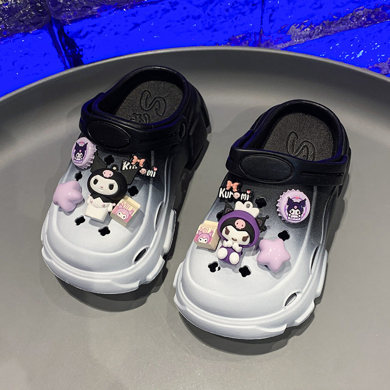 Girls' Outdoor Slippers  Summer New Children's Two-Way Wear Clow M Sandals Closed Toe Beach Hole Shoes Outer Wear