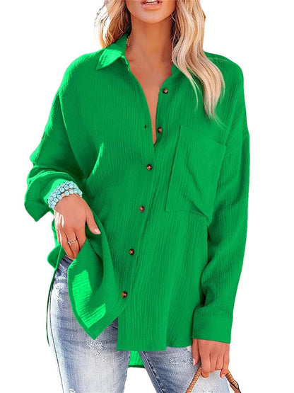 XIWYINSHE New Cardigan Single-Breasted plus-Sized plus-Sized Long Sleeve Women's Shirt Cross-Border Top European and American plus Size Women's Clothes