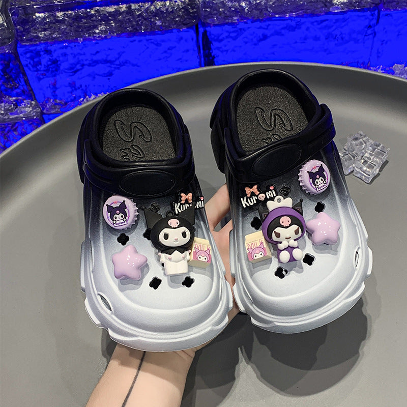 Girls' Outdoor Slippers  Summer New Children's Two-Way Wear Clow M Sandals Closed Toe Beach Hole Shoes Outer Wear