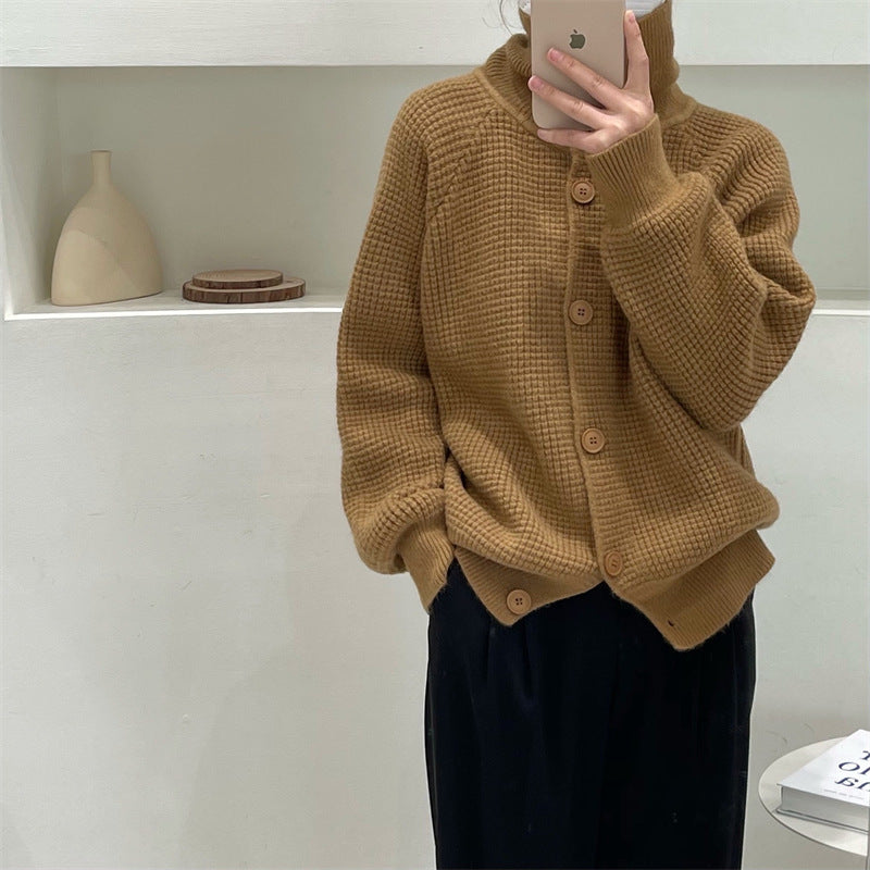 XIEYINSHE Retro knitted sweater women's 2023 autumn and winter new Korean version long-sleeved top lazy wind loose solid color sweater jacket women