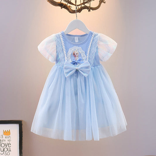 Daifa Children's Clothing Girls' Dress Summer 2024 New Baby Western Style Elsa Princess Dress Korean Style Aisha Skirt Fashion