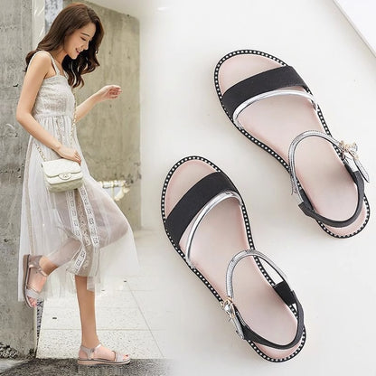 XIEYINSHE  Women's Fashion Shoes  New Flat Versatile Student Korean Style Simple Platform Wedge Buckle Women's Roman Style Sandals