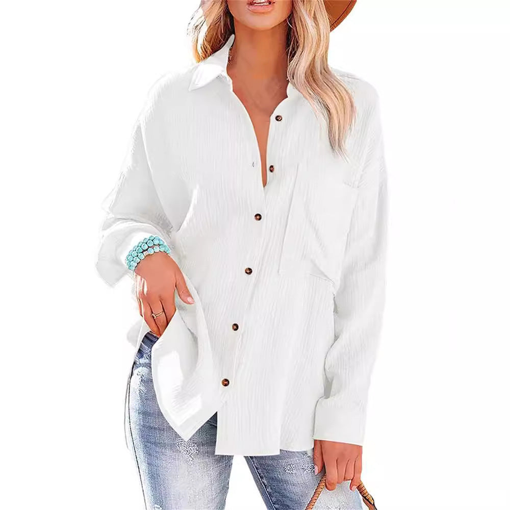 XIWYINSHE New Cardigan Single-Breasted plus-Sized plus-Sized Long Sleeve Women's Shirt Cross-Border Top European and American plus Size Women's Clothes