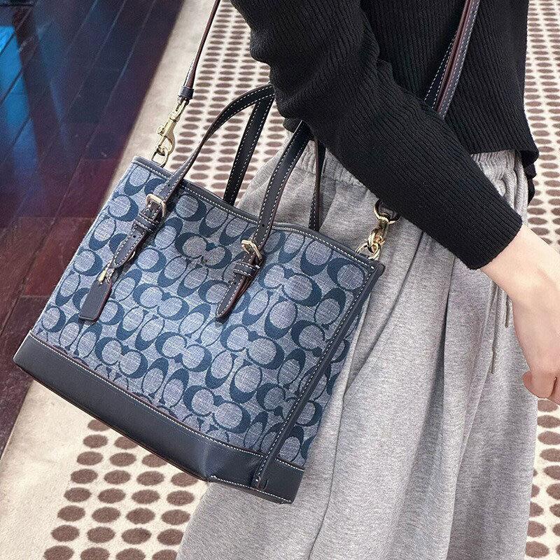 XIEYINSHE New Women's Bag Mollie25 Fragrant Cloth Retort Bag Denim Jacquard Shopping Bag Portable Shoulder Messenger Bag