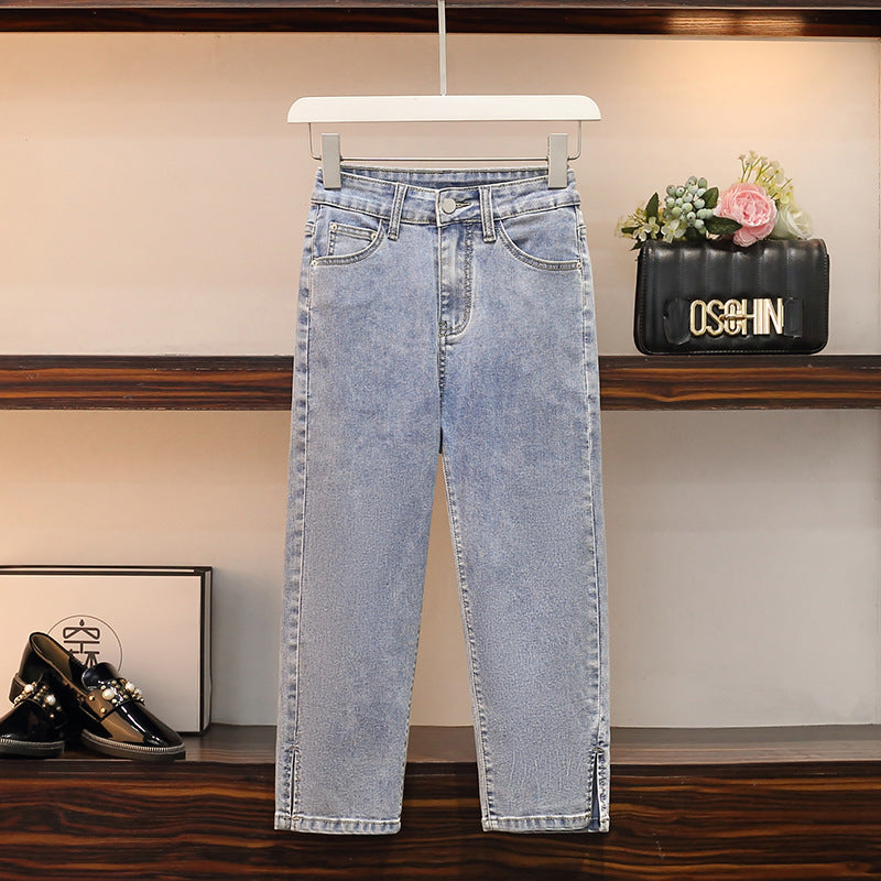 Women's Cigarette Pants Slimming Jeans Summer Cropped Pants High Waist Wide Leg Pants Straight Cropped Pants Jeans for Women