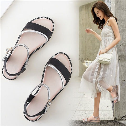 XIEYINSHE  Women's Fashion Shoes  New Flat Versatile Student Korean Style Simple Platform Wedge Buckle Women's Roman Style Sandals