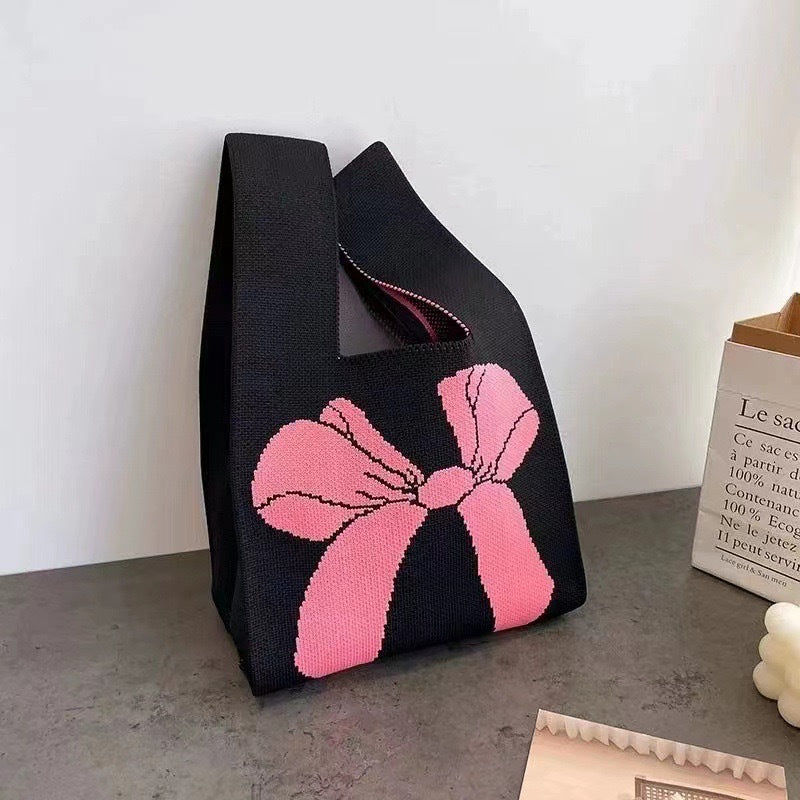 XIEYINSHE INS Internet-Famous Tote Women's Knitted Wool Bucket Bag Japanese and Korean Style All-Match Hand Carrying Casual Tote Bag Box Lunch Bag