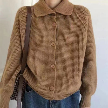 XIEYINSHE Retro knitted sweater women's 2023 autumn and winter new Korean version long-sleeved top lazy wind loose solid color sweater jacket women