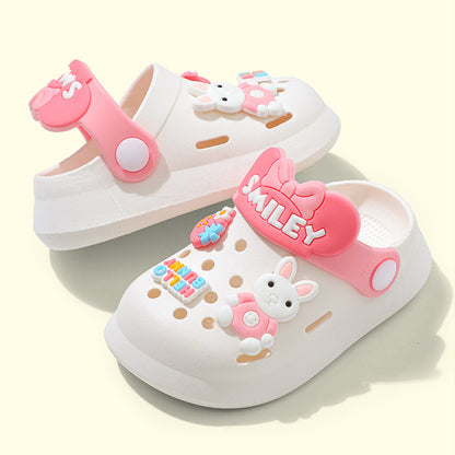 Children's Sandals Summer Girls' Breathable Baby Indoor Soft Bottom Cartoon Non-Slip Wear-Resistant Closed Toe Hole Shoes Wholesale